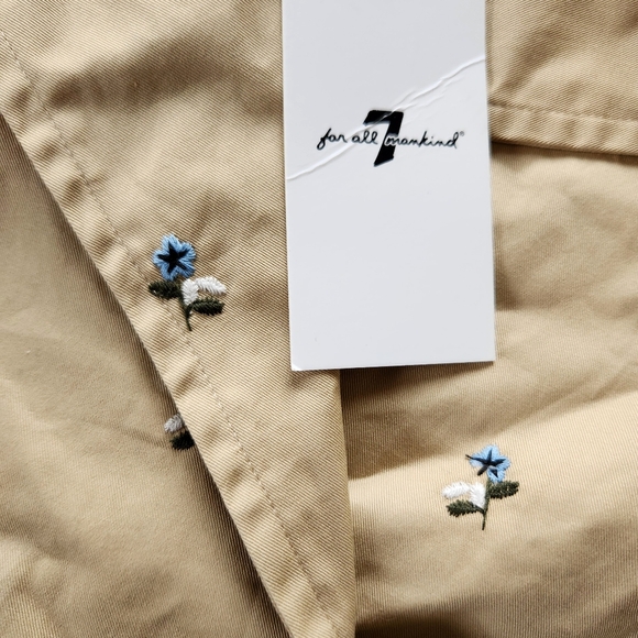 7 For All Mankind Floral Jacket Cropped Trench Coat Tan Beige | Women's Size XS - Picture 7 of 12